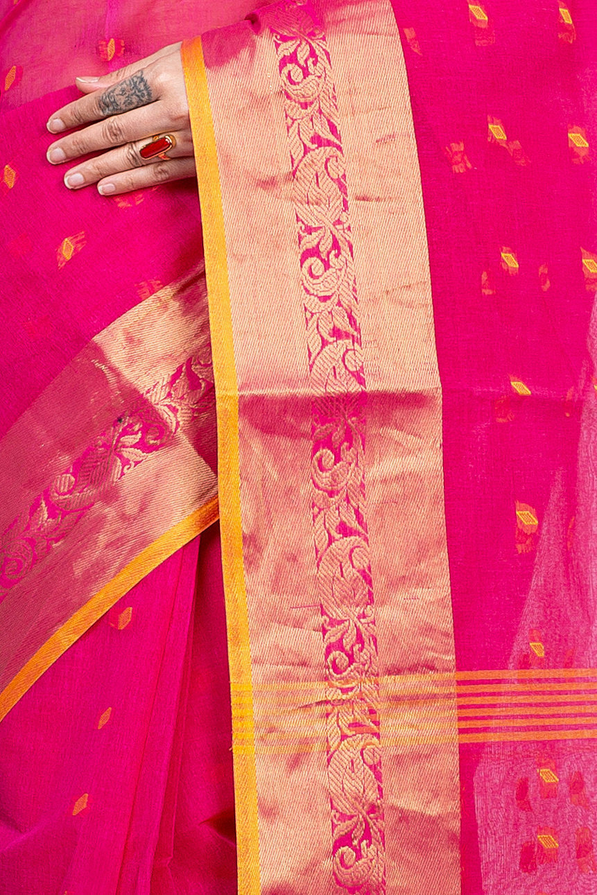 Pink Pure Cotton Churi_Par Tant Saree (862)